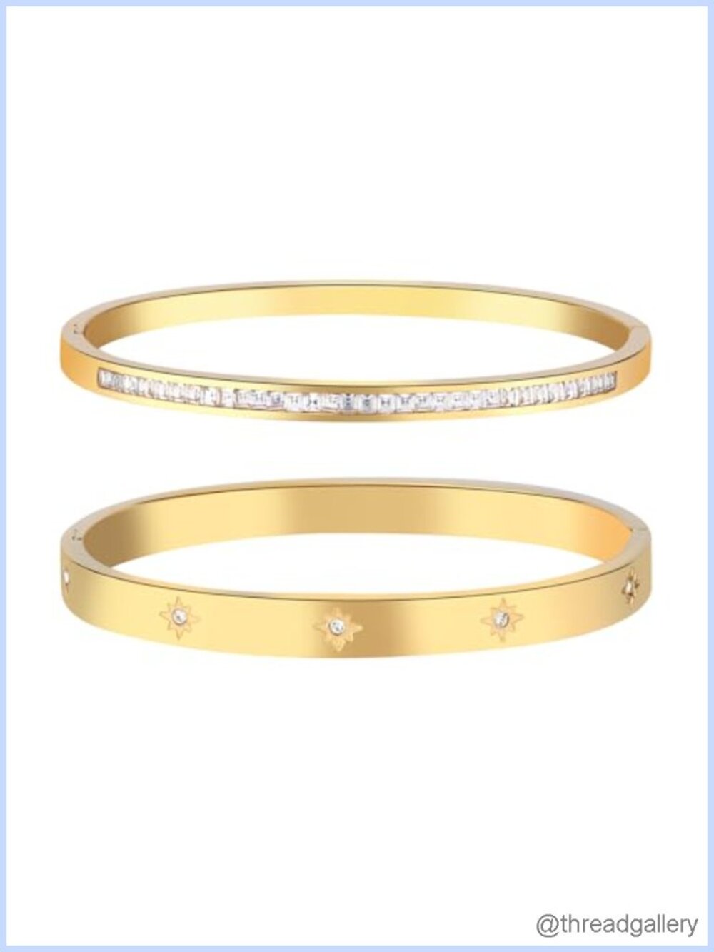 Gold Plated Tennis Bracelet Set Stainless Steel Crystal Stackable